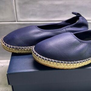 Cole Haan Cloudfeel Leather Espadrille sz 7.5 Marine Blue Leather 🌸